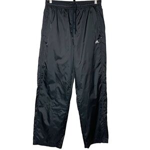 Adidas 2008 Windbreaker Track Pants Hi Rise Sz M Black Nylon Straight Leg Retro
